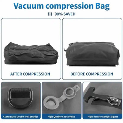 Travel Vacuum Storage Bags,17L-34L Reusable Empty Vacuum Bag for Clothes Outdoor Compression Pack Folding Bag with Air Pump