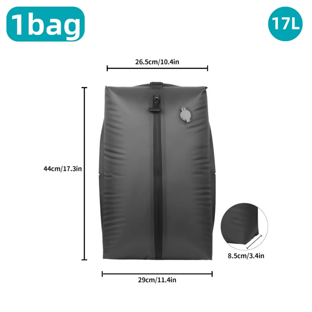 Travel Vacuum Storage Bags,17L-34L Reusable Empty Vacuum Bag for Clothes Outdoor Compression Pack Folding Bag with Air Pump