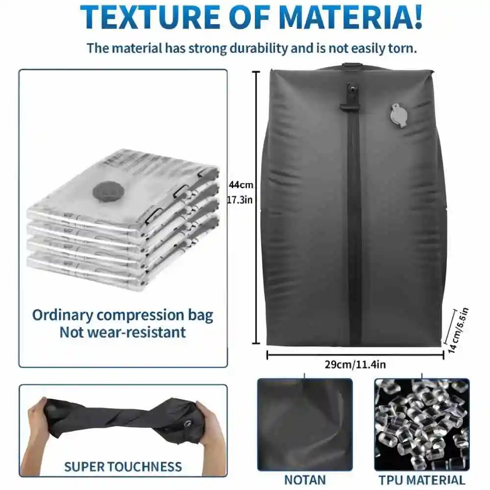 Travel Vacuum Storage Bags,17L-34L Reusable Empty Vacuum Bag for Clothes Outdoor Compression Pack Folding Bag with Air Pump